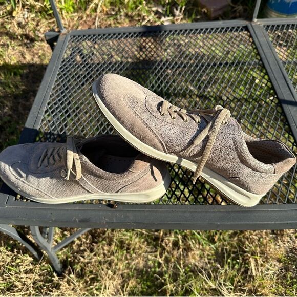 ☘️- IMAC Metallic Beige Leather Sneakers Light Style. Made in Italy Sz 41 - Picture 7 of 16